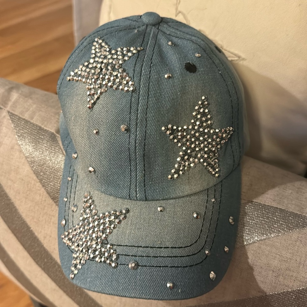 Denim Studded Stars Hat